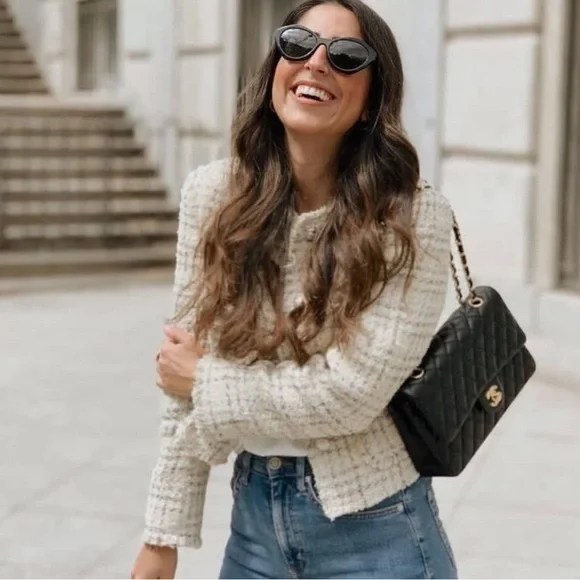 Mango Beige Tweed Jacket - Picture 9 of 11